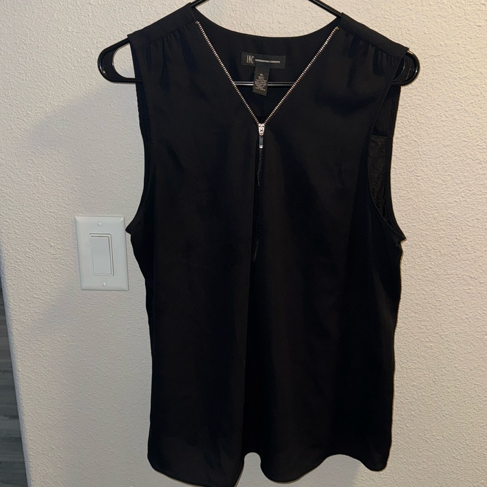 INC Black Zipper Tank Top